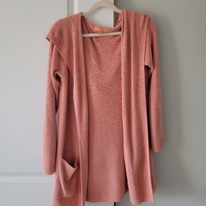 Barefoot Dreams size M ribbed pink cardigan